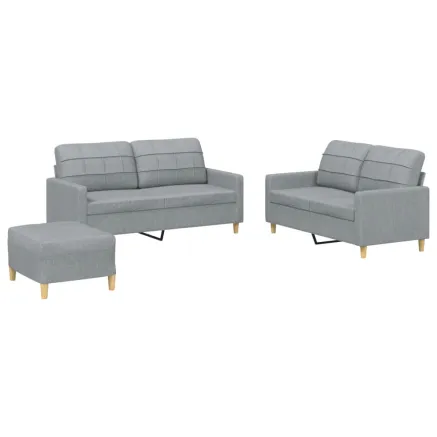 Ensemble de canapés 3 pcs avec coussins Gris clair Tissu 2