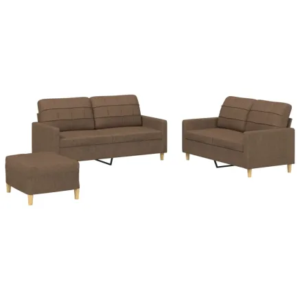 Ensemble de canapés 3 pcs avec coussins Marron Tissu 2