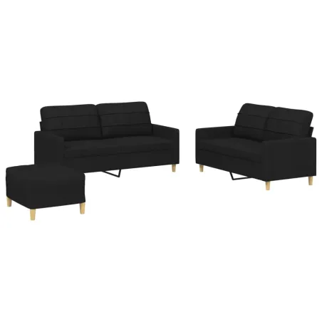 Ensemble de canapés 3 pcs avec coussins Noir Tissu