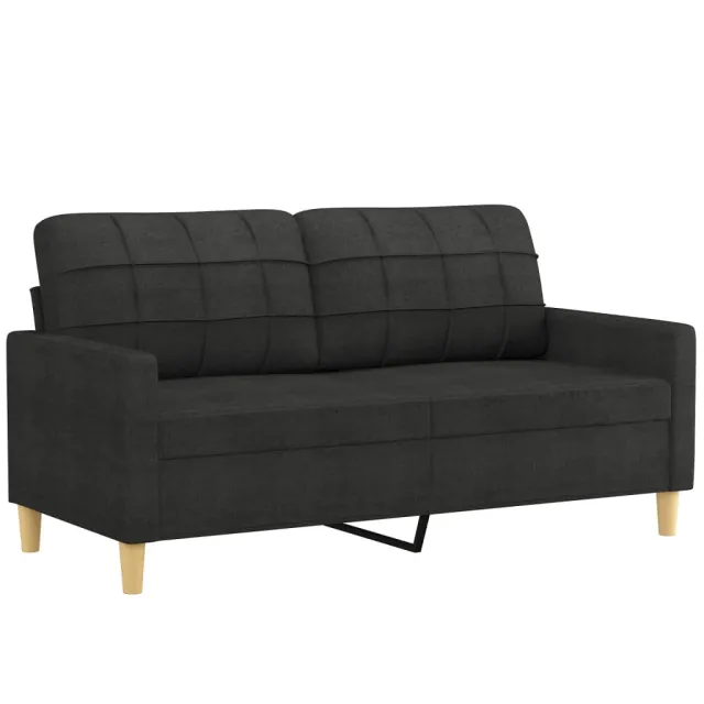 Ensemble de canapés 3 pcs avec coussins Noir Tissu