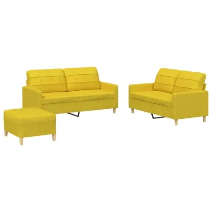 Ensemble de canapés 3 pcs avec coussins Jaune clair Tissu 2