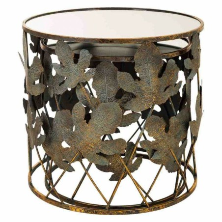 Set van 2 tafels Alexandra House Living Gouden Glas Ijzer 60 x 56 x 60
