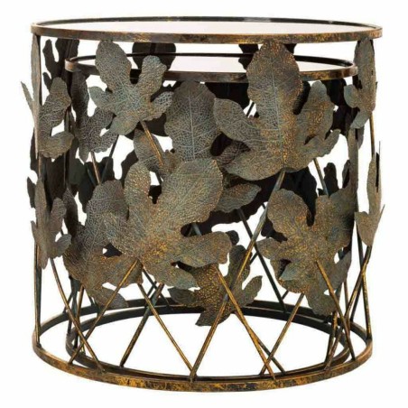 Set van 2 tafels Alexandra House Living Gouden Glas Ijzer 60 x 56 x 60