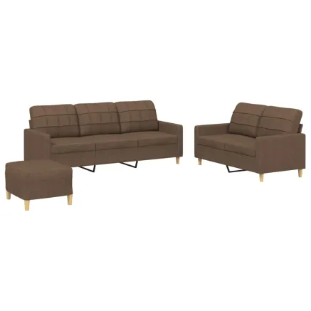 Ensemble de canapés 3 pcs avec coussins Marron Tissu 2