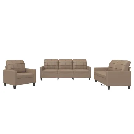 Ensemble de canapés 3 pcs avec coussins Cappuccino Similicuir 2