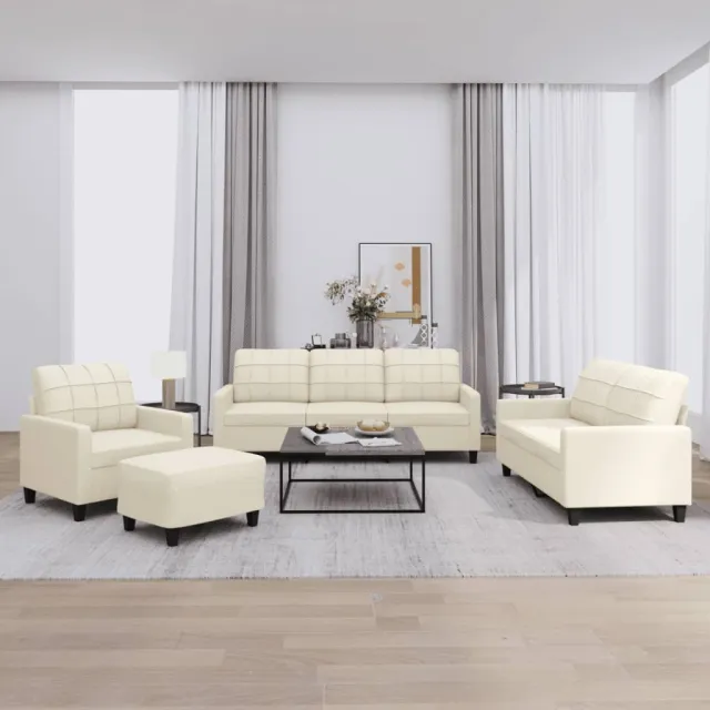 Ensemble de canapés 4 pcs avec coussins Crème Similicuir