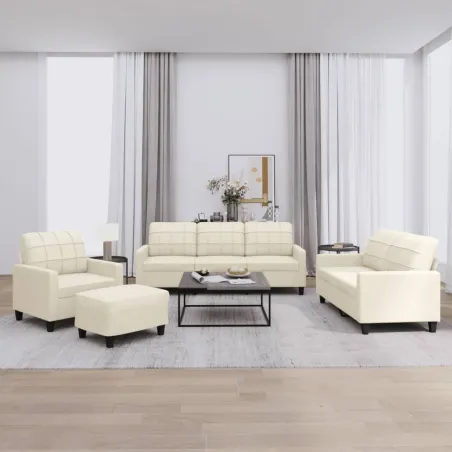 Ensemble de canapés 4 pcs avec coussins Crème Similicuir