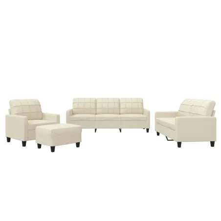 Ensemble de canapés 4 pcs avec coussins Crème Similicuir