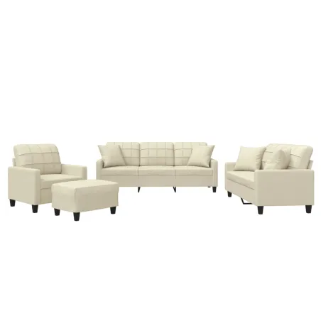 Ensemble de canapés 4 pcs avec coussins crème similicuir