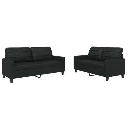 Ensemble de canapés 2 pcs avec coussins Noir Similicuir 2