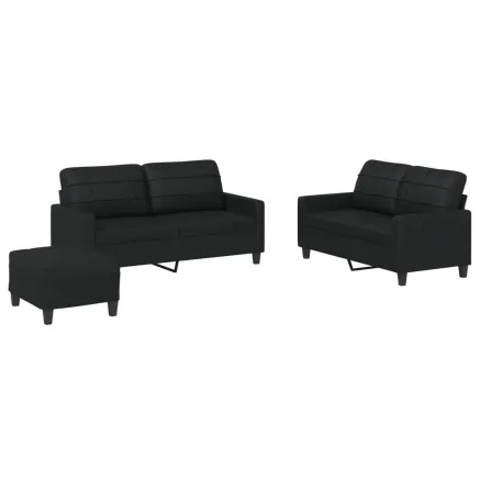 Ensemble de canapés 3 pcs avec coussins Noir Similicuir 2