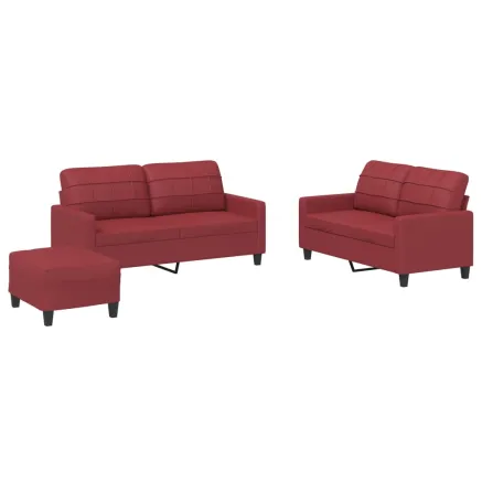 Ensemble de canapés 3 pcs et coussins Rouge bordeaux Similicuir 2