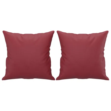 Ensemble de canapés 2 pcs et coussins rouge bordeaux similicuir