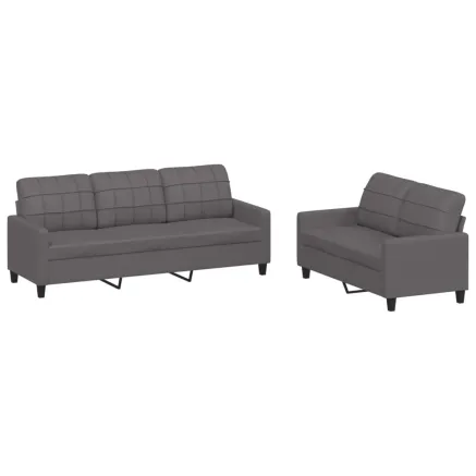 Ensemble de canapés 2 pcs avec coussins Gris Similicuir 2