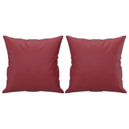 Ensemble de canapés 2 pcs et coussins rouge bordeaux similicuir