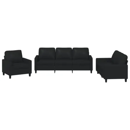 Ensemble de canapés 3 pcs avec coussins Noir Similicuir 2
