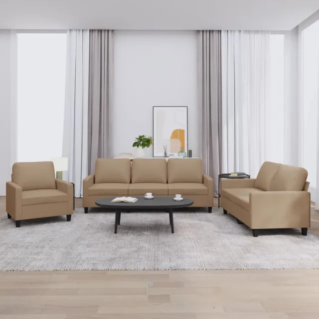 Ensemble de canapés 3 pcs avec coussins Cappuccino Similicuir