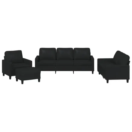 Ensemble de canapés 4 pcs avec coussins Noir Similicuir 2