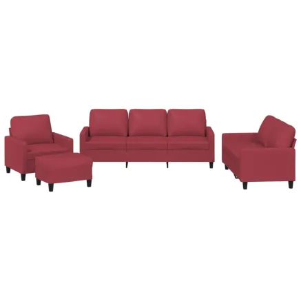 Ensemble de canapés 4 pcs et coussins Rouge bordeaux Similicuir 2