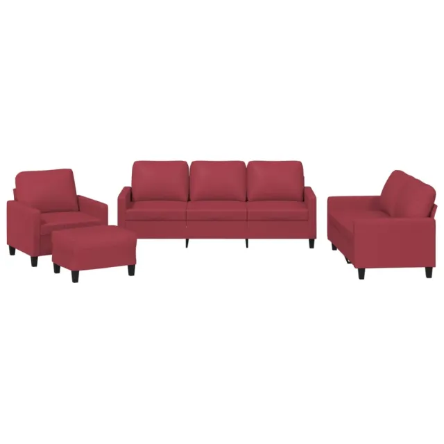Ensemble de canapés 4 pcs et coussins Rouge bordeaux Similicuir