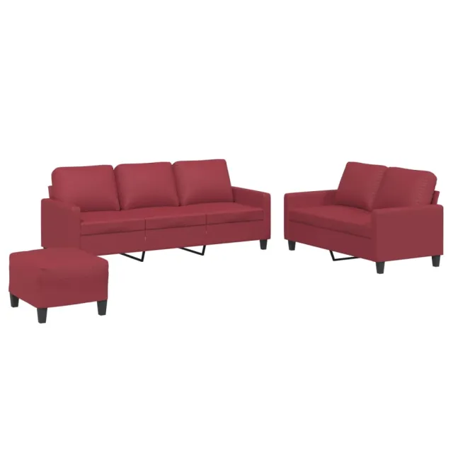 Ensemble de canapés 3 pcs et coussins Rouge bordeaux Similicuir