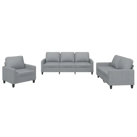 Ensemble de canapés 3 pcs avec coussins Gris clair Tissu 2