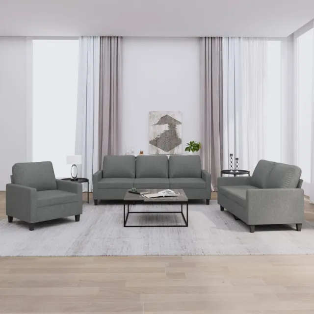 Ensemble de canapés 3 pcs avec coussins Gris foncé Tissu