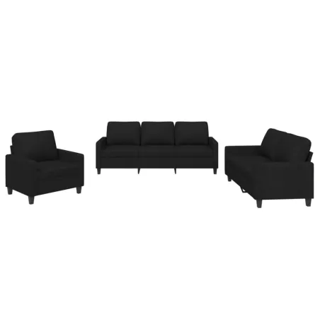 Ensemble de canapés 3 pcs avec coussins Noir Tissu
