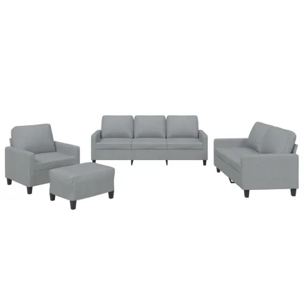 Ensemble de canapés 4 pcs avec coussins Gris clair Tissu 2