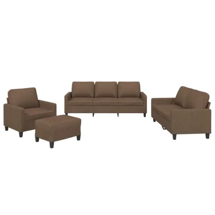 Ensemble de canapés 4 pcs avec coussins Marron Tissu 2