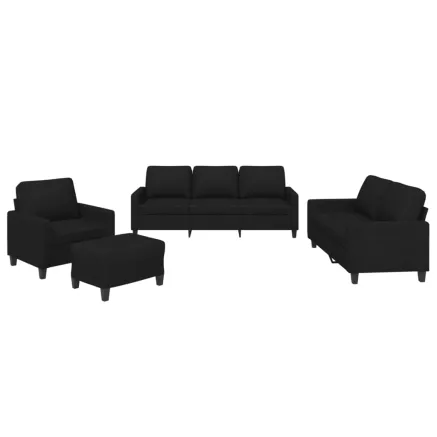 Ensemble de canapés 4 pcs avec coussins Noir Tissu 2