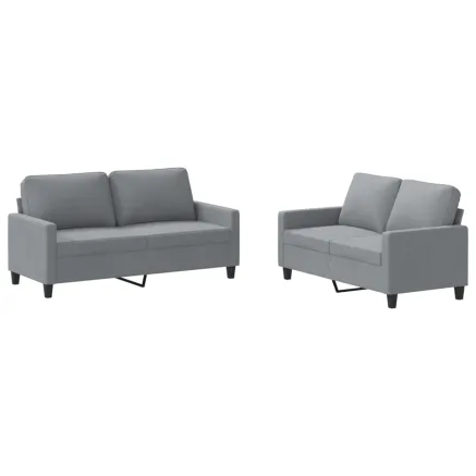 Ensemble de canapés 2 pcs avec coussins Gris clair Tissu 2
