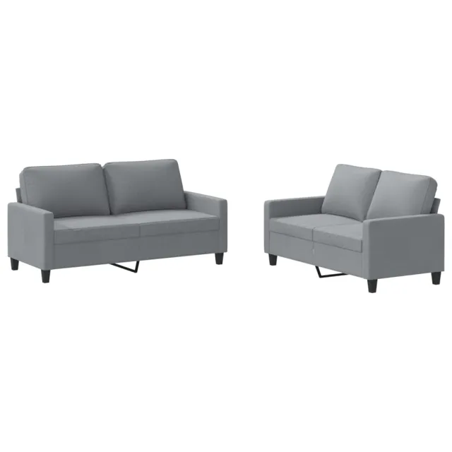 Ensemble de canapés 2 pcs avec coussins Gris clair Tissu