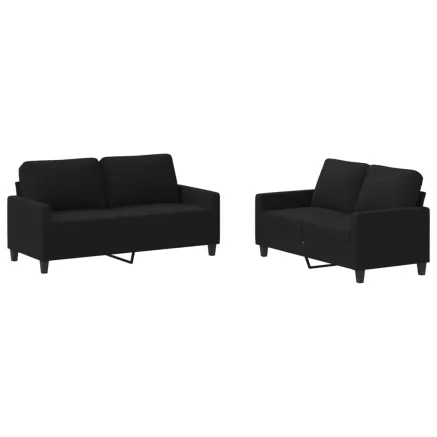 Ensemble de canapés 2 pcs avec coussins Noir Tissu 2