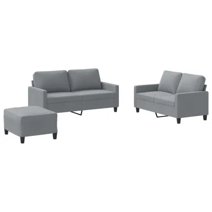 Ensemble de canapés 3 pcs avec coussins Gris clair Tissu 2