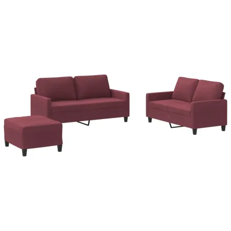Ensemble de canapés 3 pcs avec coussins Rouge bordeaux Tissu
