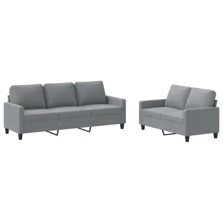 Ensemble de canapés 2 pcs avec coussins Gris clair Tissu 2