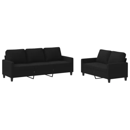 Ensemble de canapés 2 pcs avec coussins Noir Tissu 2