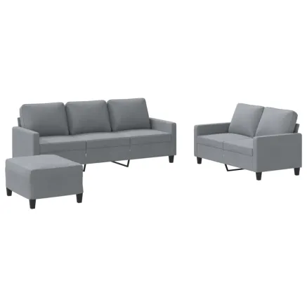 Ensemble de canapés 3 pcs avec coussins Gris clair Tissu 2