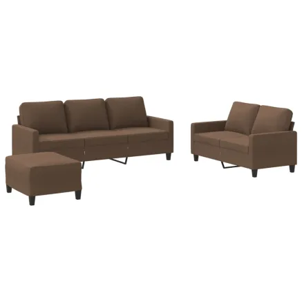 Ensemble de canapés 3 pcs avec coussins Marron Tissu 2