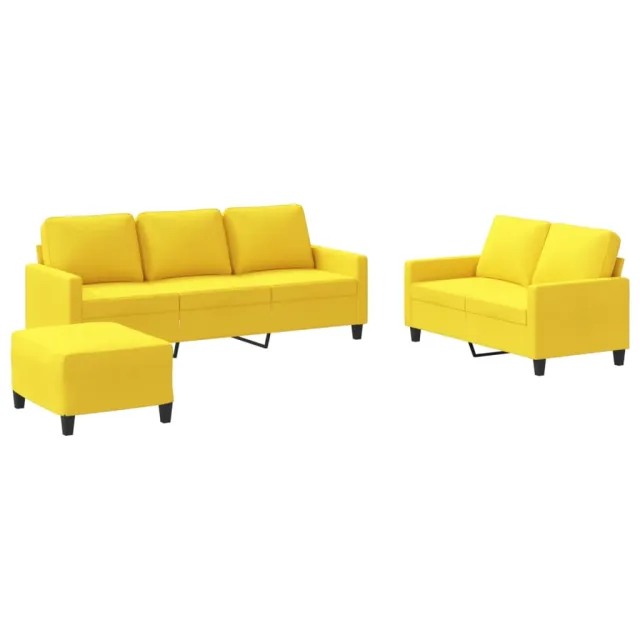 Ensemble de canapés 3 pcs avec coussins Jaune clair Tissu