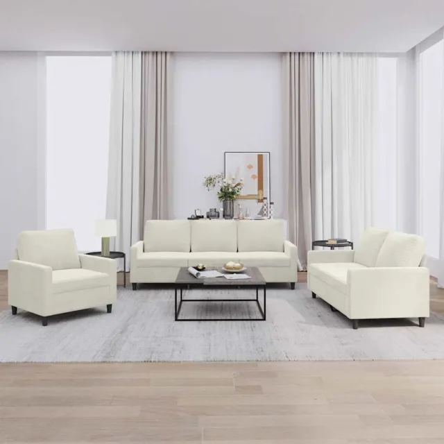 Ensemble de canapés 3 pcs avec coussins Crème Velours