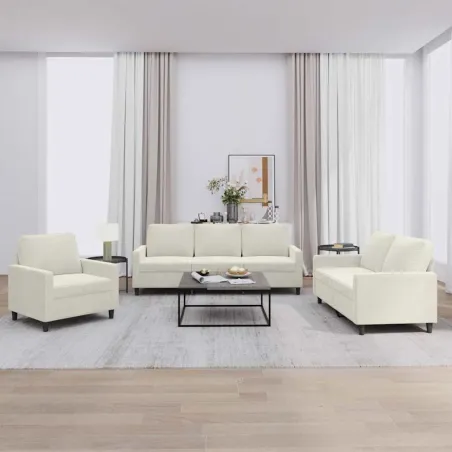 Ensemble de canapés 3 pcs avec coussins Crème Velours