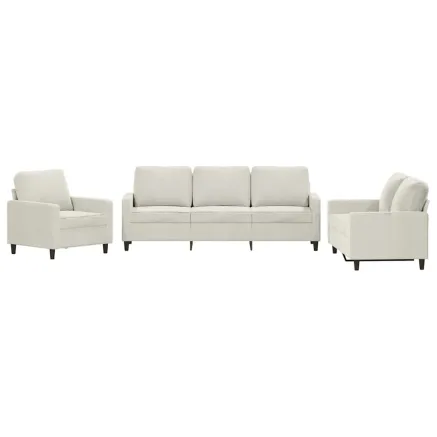 Ensemble de canapés 3 pcs avec coussins Crème Velours 2