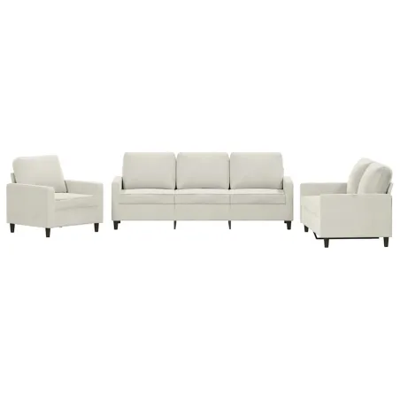 Ensemble de canapés 3 pcs avec coussins Crème Velours