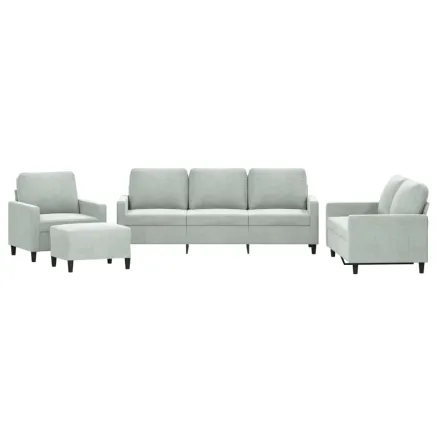 Ensemble de canapés 4 pcs avec coussins Gris clair Velours 2