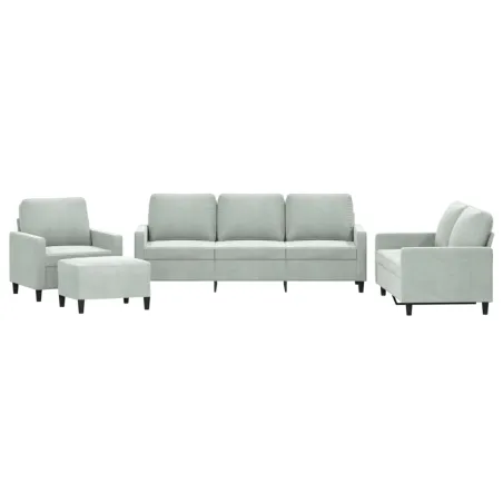 Ensemble de canapés 4 pcs avec coussins Gris clair Velours