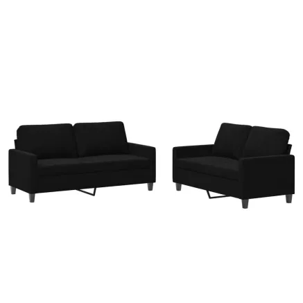 Ensemble de canapés 2 pcs avec coussins Noir Velours 2