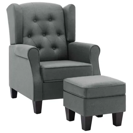 Fauteuil avec repose-pied Gris clair Tissu 2