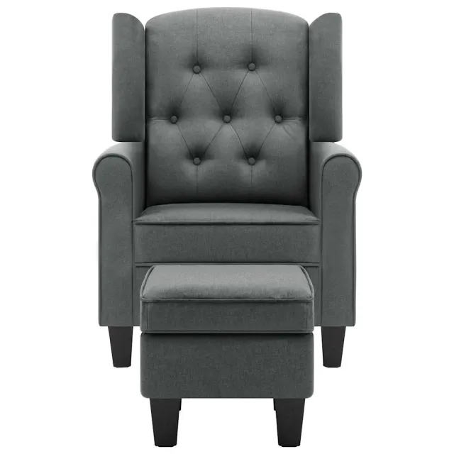 Fauteuil avec repose-pied Gris clair Tissu